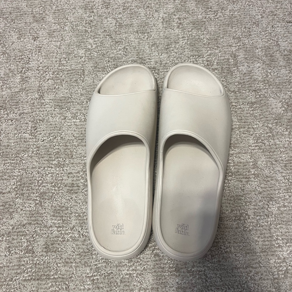 Cream Slide Sandals - Picture 2 of 6